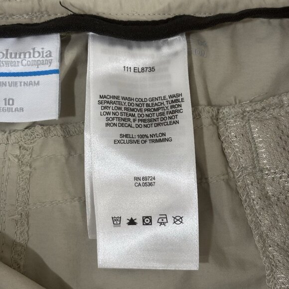 Columbia Omni Shield Womens Convertible Cargo Hiking Pants Size 10 Beige Zip Off - Picture 15 of 16